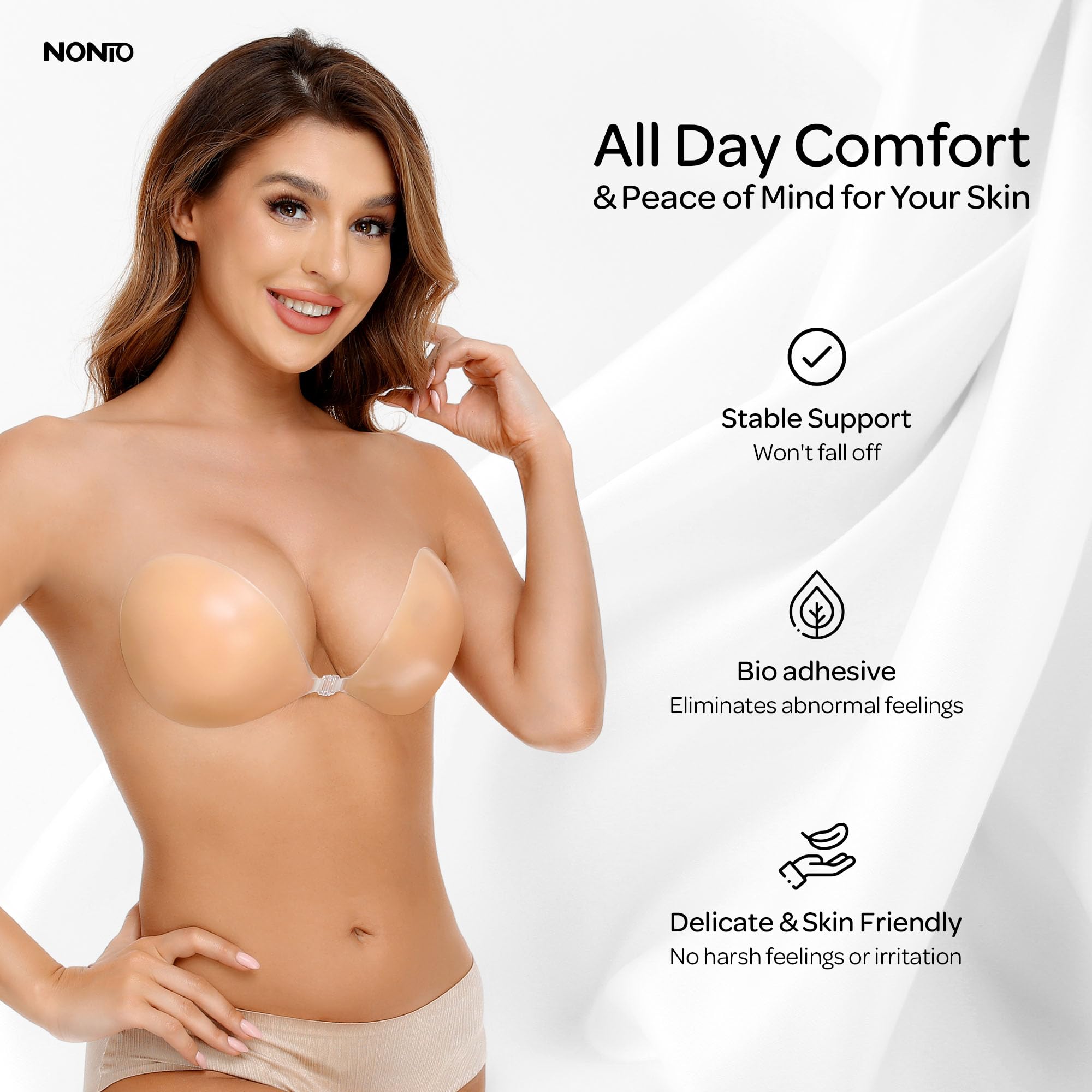 Backless Bra Sticky - Sujetador Adhesivo sin Tirantes, Invisible, con