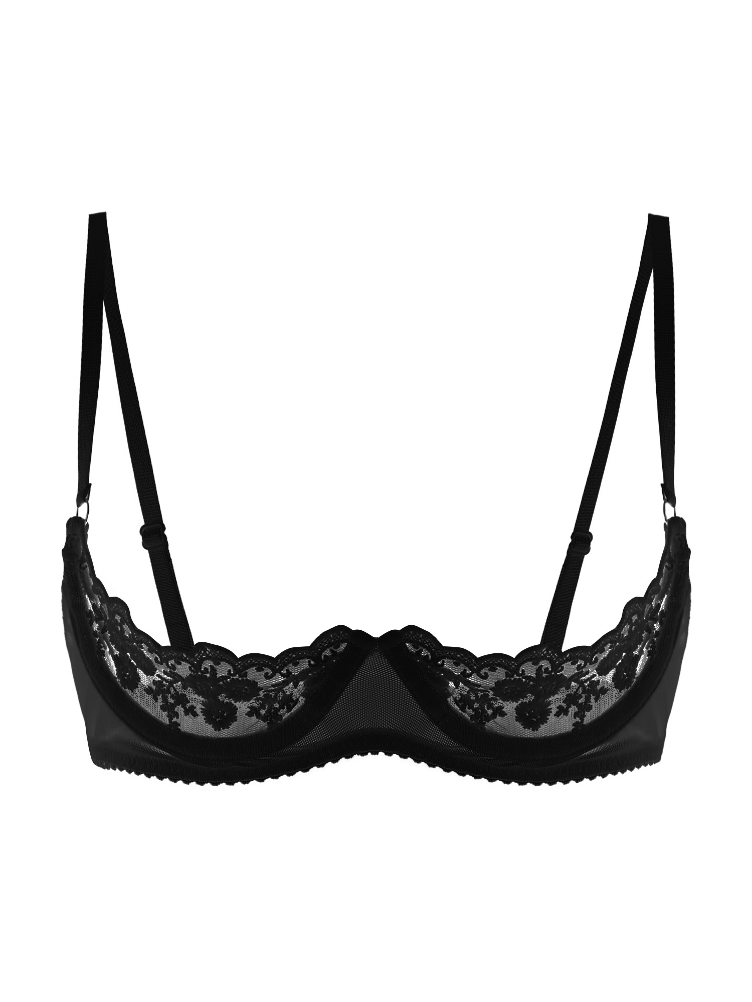 Sheer Mesh Bra - Sujetador sexy de encaje transparente con
