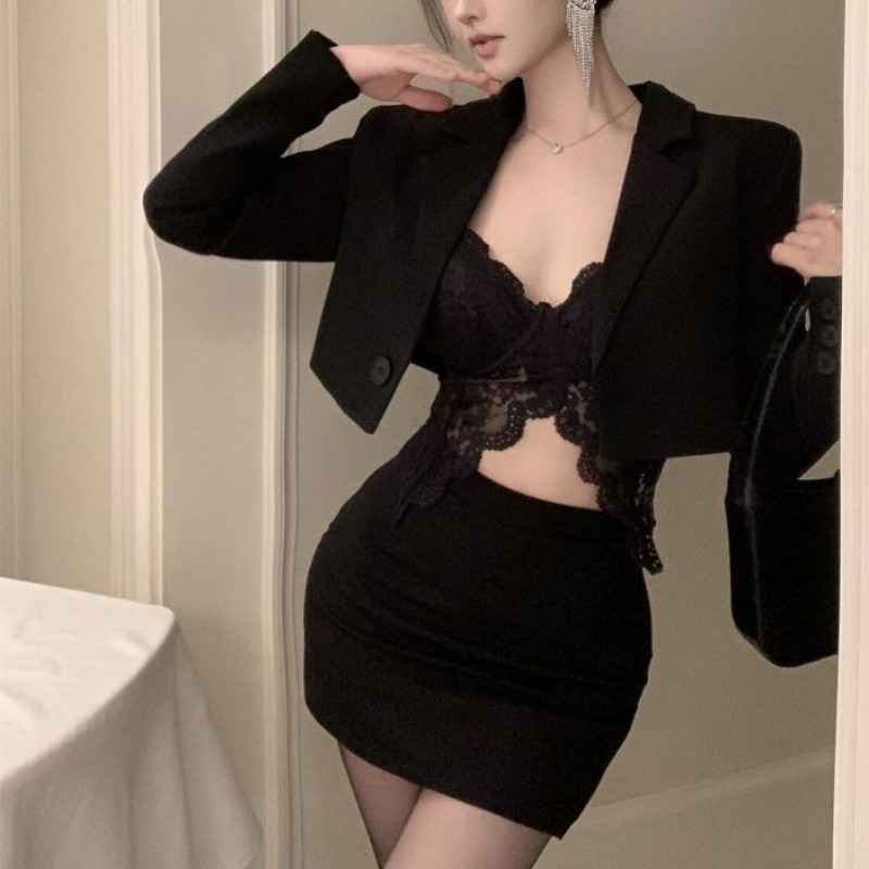 Blazer negro de primavera, Bra - Lace Bralette Set reseña y precio