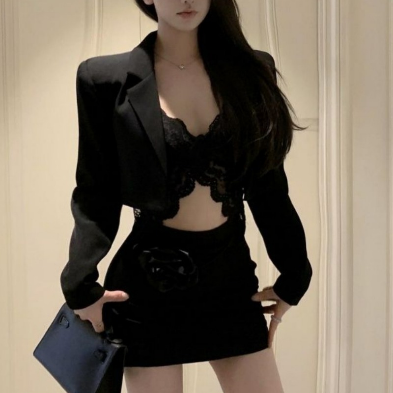 Blazer negro de primavera, Bra - Lace Bralette Set reseña y precio