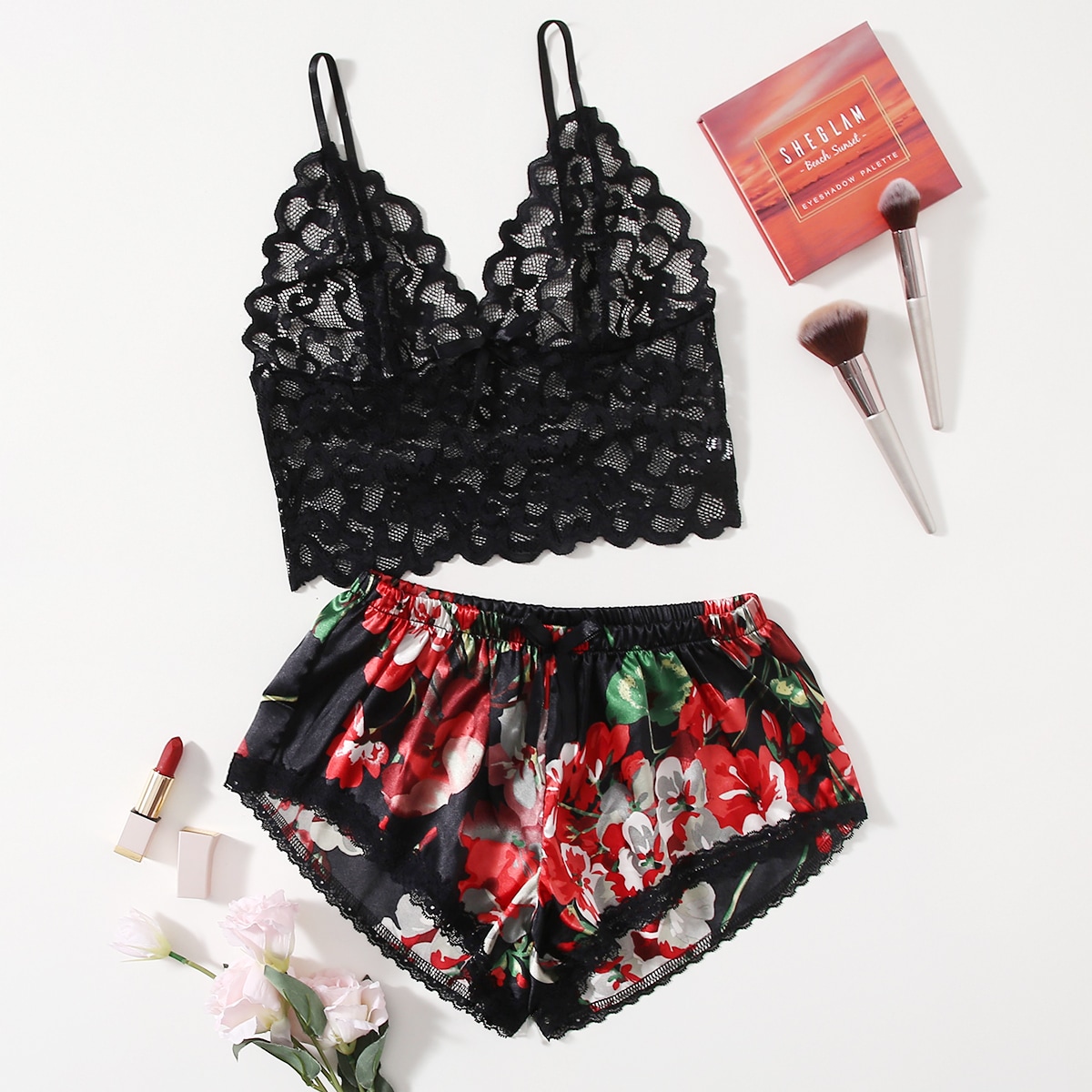 Conjunto de pijama de encaje f - Lace Bralette Set reseña y precio